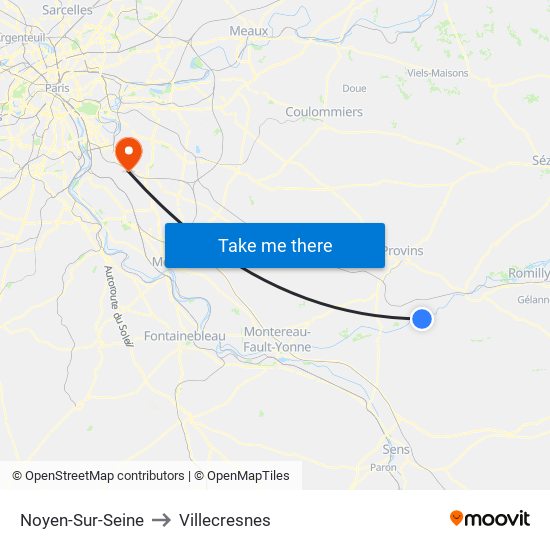 Noyen-Sur-Seine to Villecresnes map