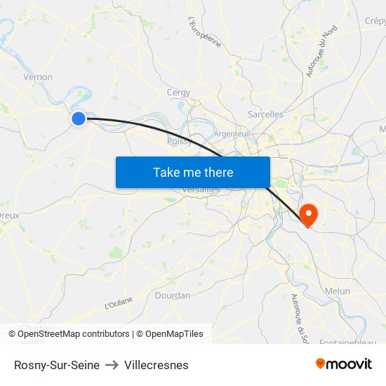 Rosny-Sur-Seine to Villecresnes map