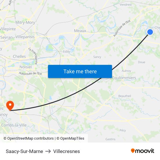 Saacy-Sur-Marne to Villecresnes map