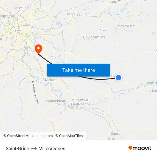 Saint-Brice to Villecresnes map