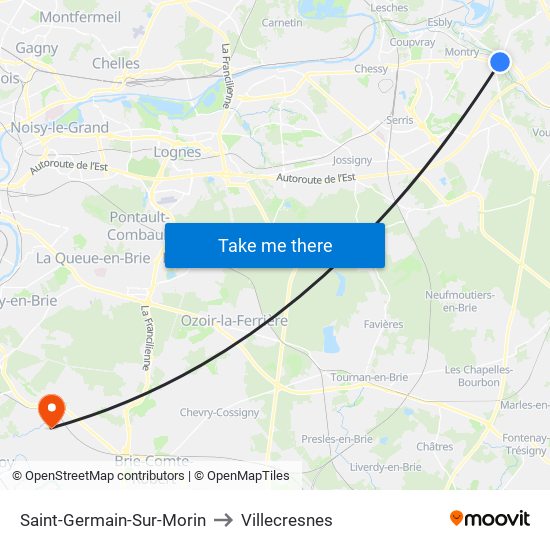 Saint-Germain-Sur-Morin to Villecresnes map