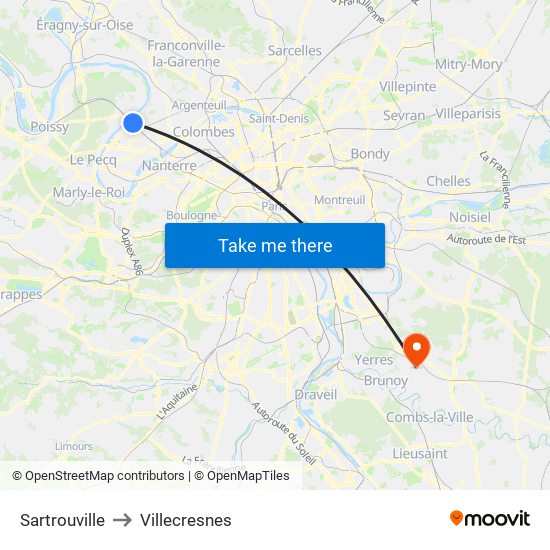 Sartrouville to Villecresnes map