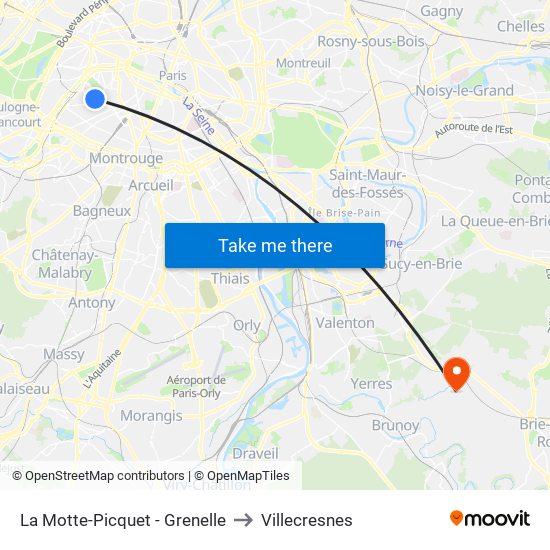 La Motte-Picquet - Grenelle to Villecresnes map