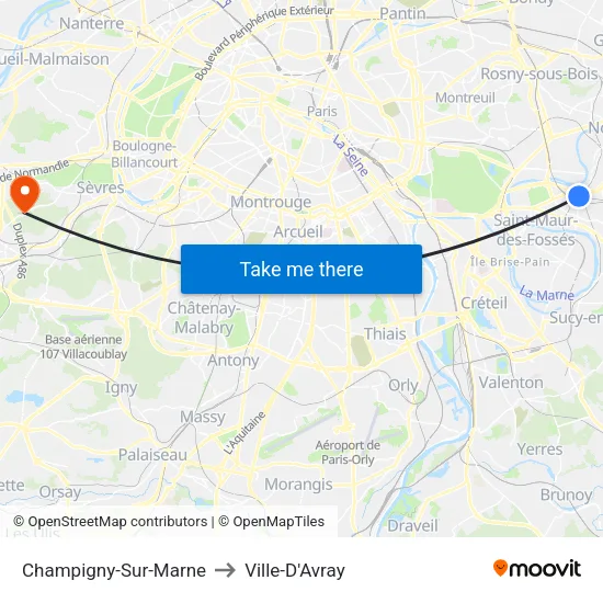 Champigny-Sur-Marne to Ville-D'Avray map