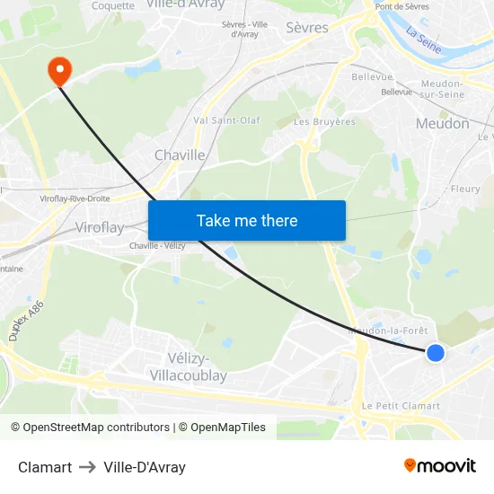 Clamart to Ville-D'Avray map