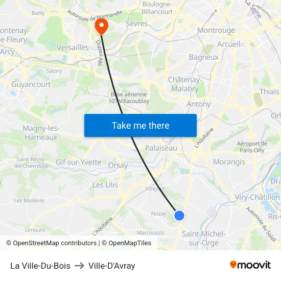 La Ville-Du-Bois to Ville-D'Avray map