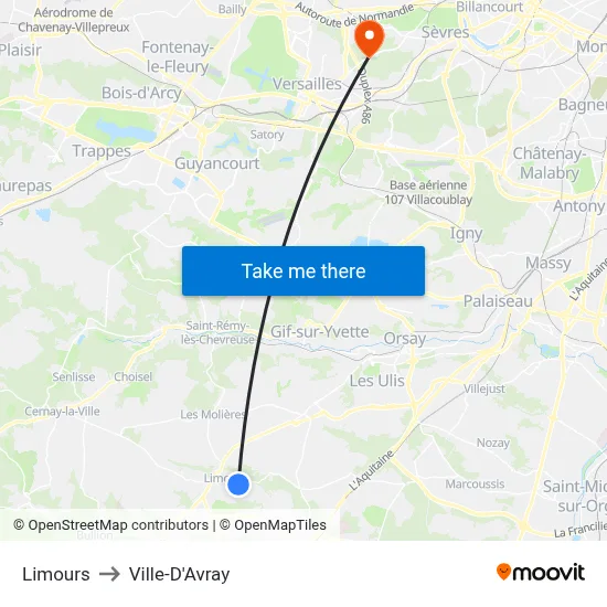 Limours to Ville-D'Avray map