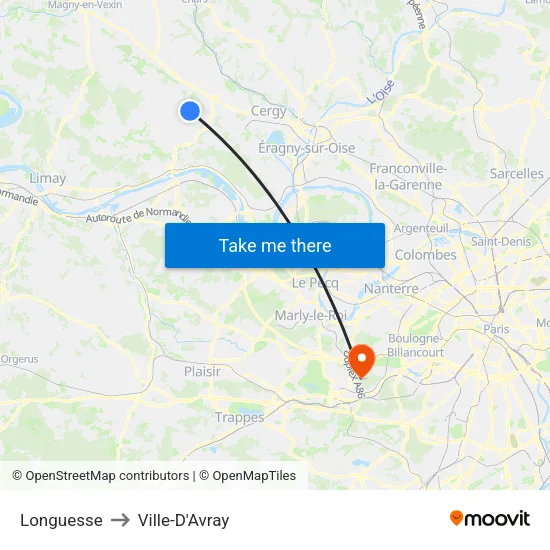 Longuesse to Ville-D'Avray map