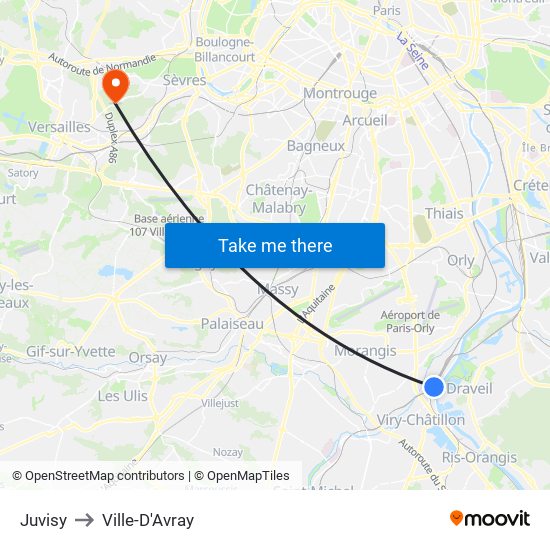 Juvisy to Ville-D'Avray map