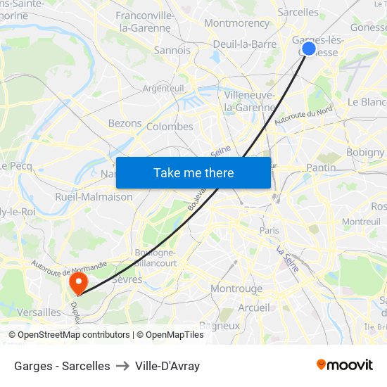 Garges - Sarcelles to Ville-D'Avray map