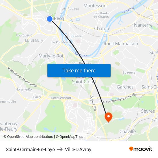 Saint-Germain-En-Laye to Ville-D'Avray map