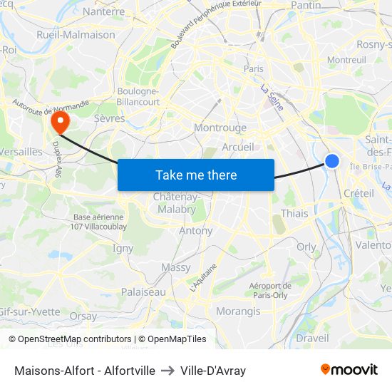 Maisons-Alfort - Alfortville to Ville-D'Avray map