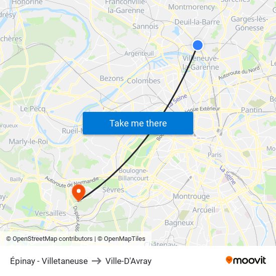 Épinay - Villetaneuse to Ville-D'Avray map