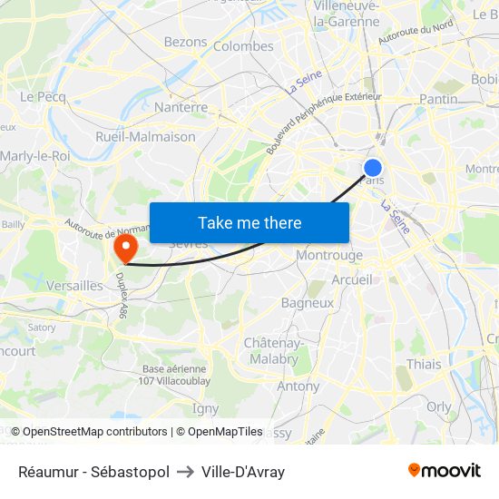 Réaumur - Sébastopol to Ville-D'Avray map