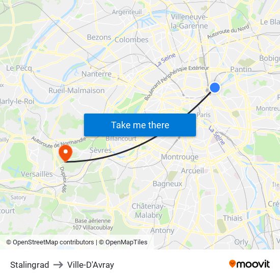 Stalingrad to Ville-D'Avray map