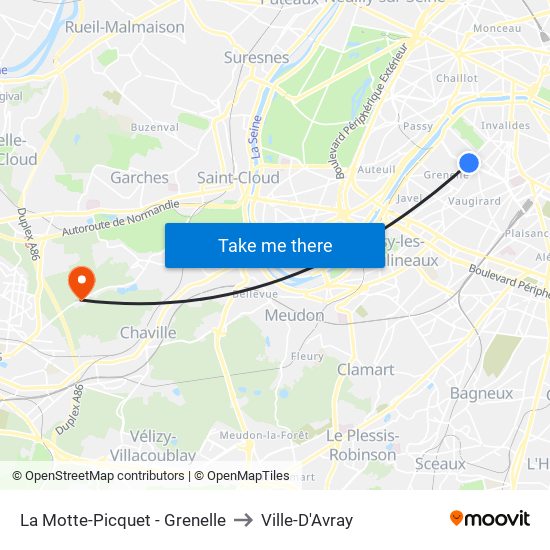 La Motte-Picquet - Grenelle to Ville-D'Avray map