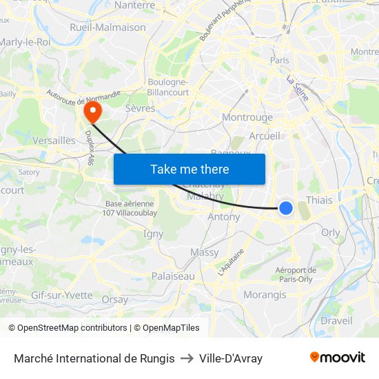 Marché International de Rungis to Ville-D'Avray map