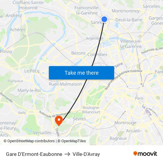 Gare D'Ermont-Eaubonne to Ville-D'Avray map