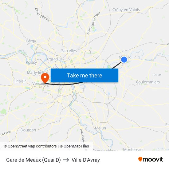 Gare de Meaux (Quai D) to Ville-D'Avray map