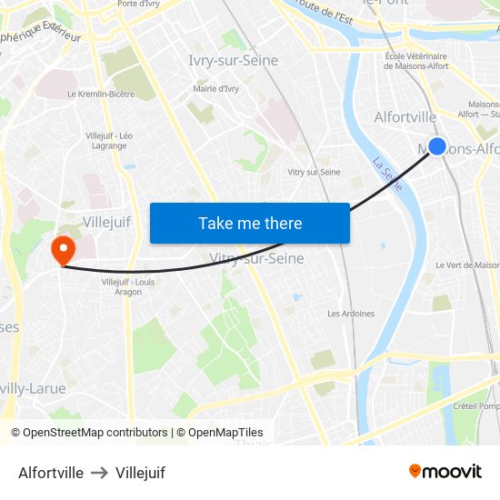 Alfortville to Villejuif map