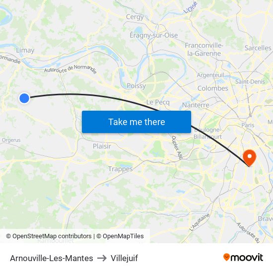 Arnouville-Les-Mantes to Villejuif map