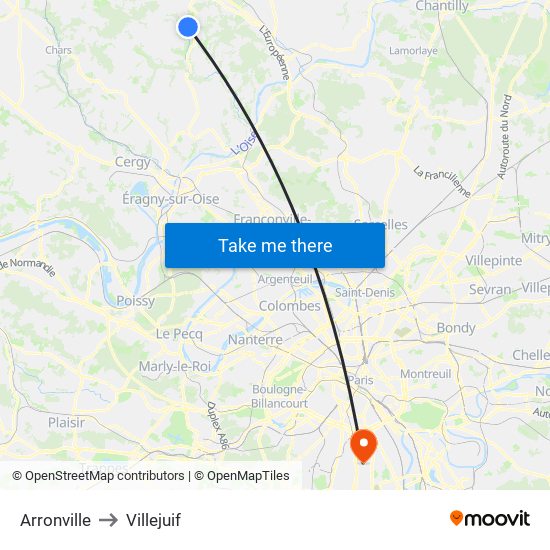 Arronville to Villejuif map
