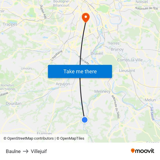 Baulne to Villejuif map