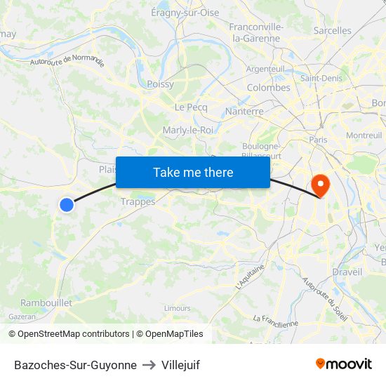 Bazoches-Sur-Guyonne to Villejuif map