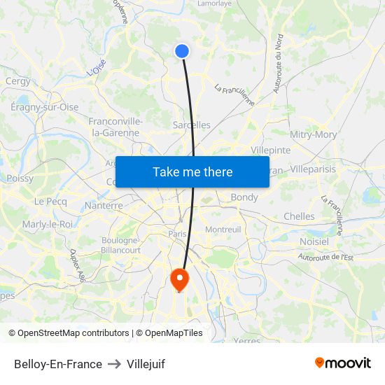 Belloy-En-France to Villejuif map