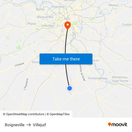 Boigneville to Villejuif map