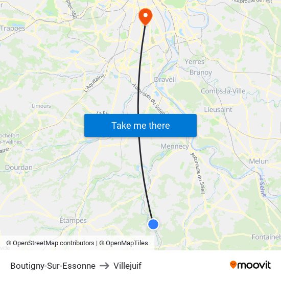 Boutigny-Sur-Essonne to Villejuif map