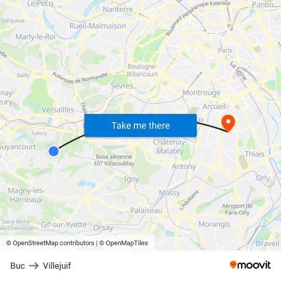 Buc to Villejuif map