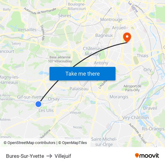 Bures-Sur-Yvette to Villejuif map