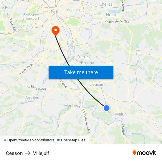 Cesson to Villejuif map