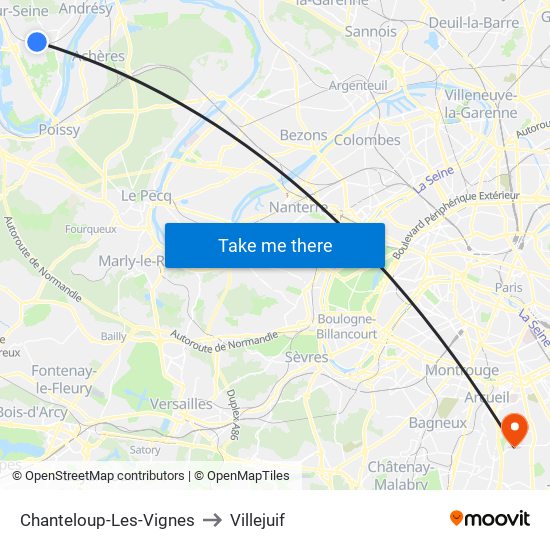 Chanteloup-Les-Vignes to Villejuif map