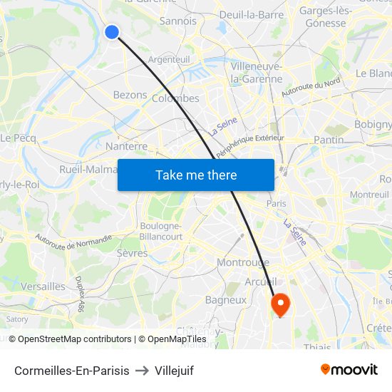 Cormeilles-En-Parisis to Villejuif map