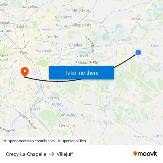 Crecy-La-Chapelle to Villejuif map