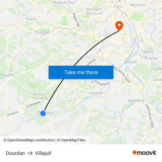 Dourdan to Villejuif map