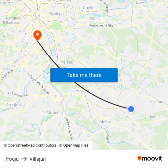 Fouju to Villejuif map
