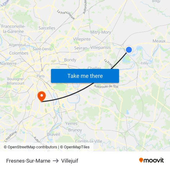 Fresnes-Sur-Marne to Villejuif map