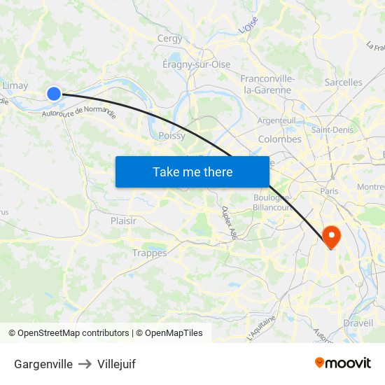 Gargenville to Villejuif map