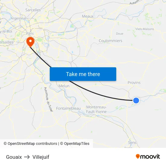 Gouaix to Villejuif map