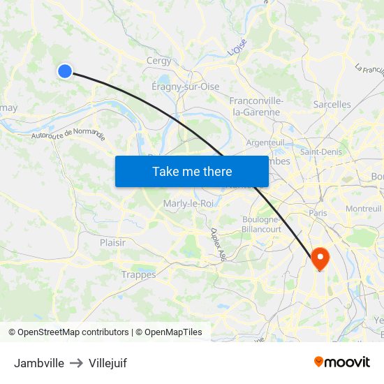 Jambville to Villejuif map