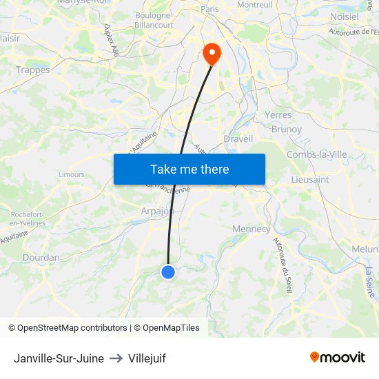 Janville-Sur-Juine to Villejuif map