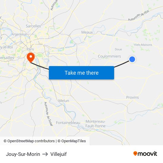 Jouy-Sur-Morin to Villejuif map