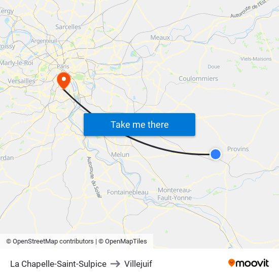 La Chapelle-Saint-Sulpice to Villejuif map