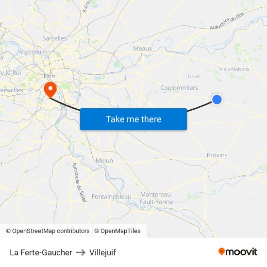 La Ferte-Gaucher to Villejuif map