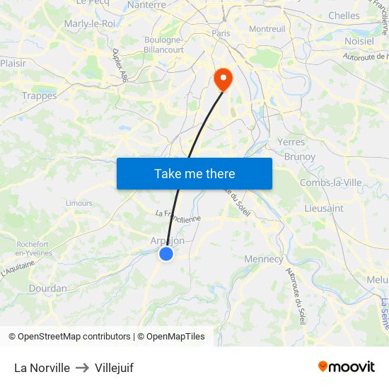 La Norville to Villejuif map