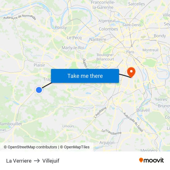 La Verriere to Villejuif map