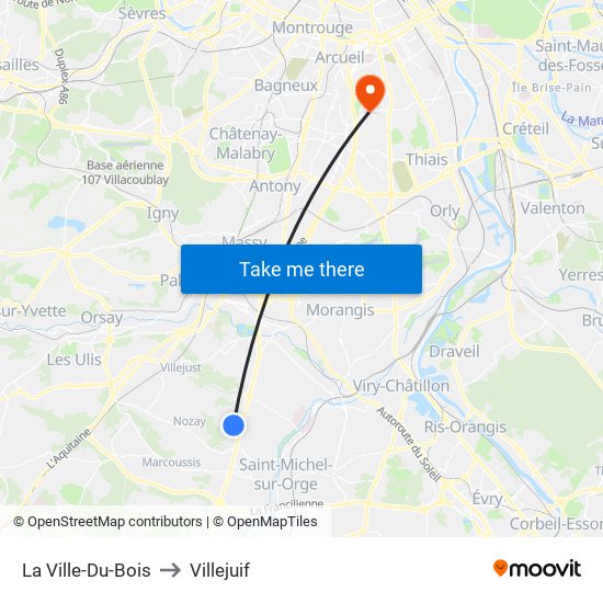 La Ville-Du-Bois to Villejuif map